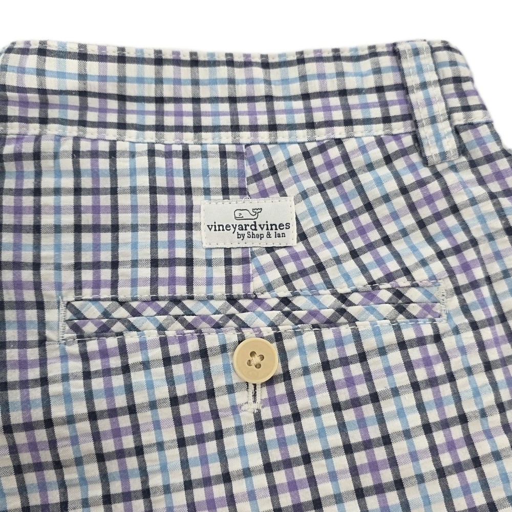 Vineyard Vines Shorts Mens 32 Check Pattern Golf Vacation Cruise Preppy Blue